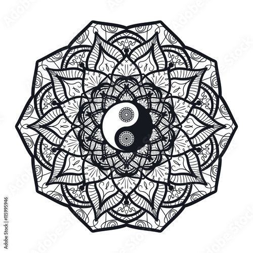 Vintage Yin and Yang in Mandala
