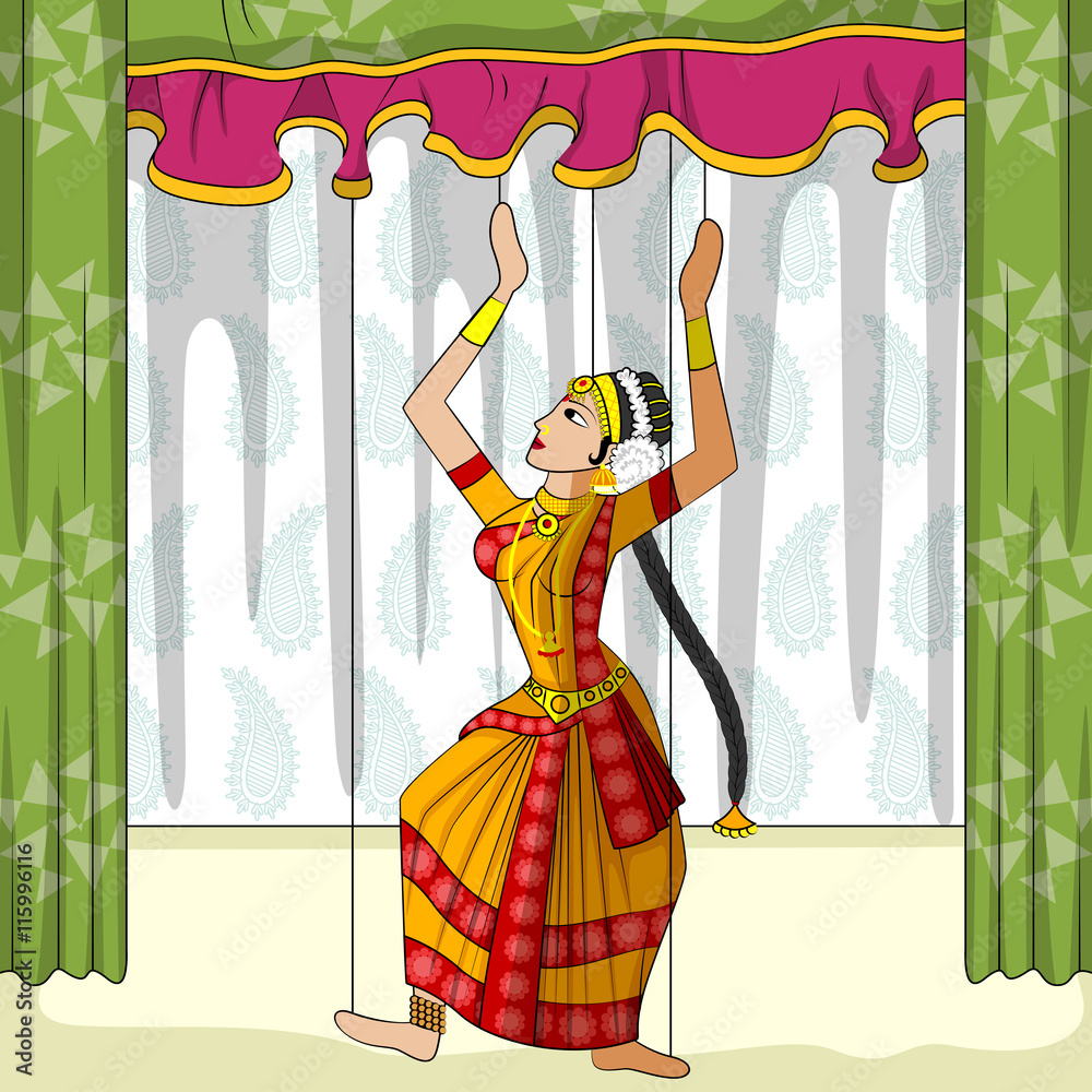 Rajasthani Puppet doing Kuchipudi classical dance of Andhra Pradesh, India  Stock Vector | Adobe Stock