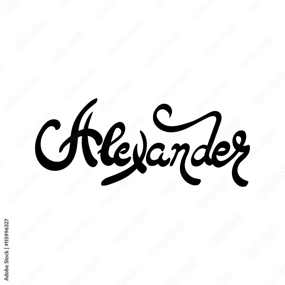 Male name - Alexander. Hand drawn lettering. Male name - Alexander. Hand drawn lettering.