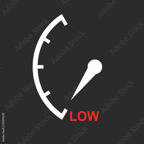 Speedometer, tachometer, fuel low level icon. Flat vector illustration on white background