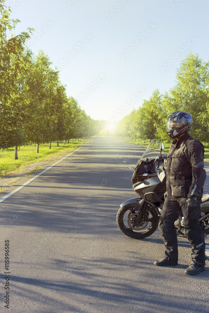 Fototapeta premium Traveling on a motorcycle on the mountain roads.