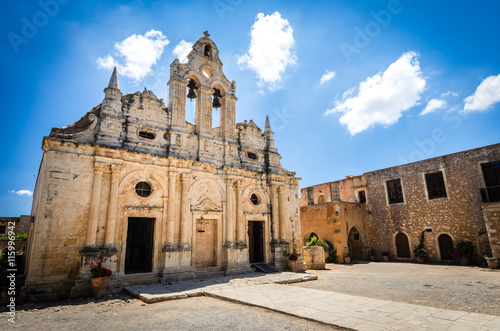 Arkadi monastery on Crete island, Greece. Ekklisia Timios Stavros - Moni Arkadiou in Greek. It is a Venetian baroque church. photo