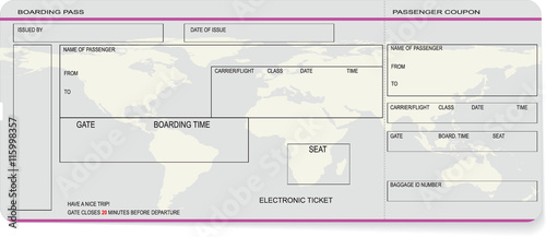 Pattern of a boarding pass or air ticket