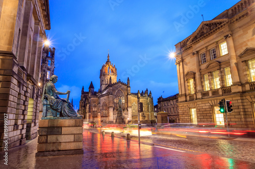 Street view of the historic Royal Mile, Edinburgh photo