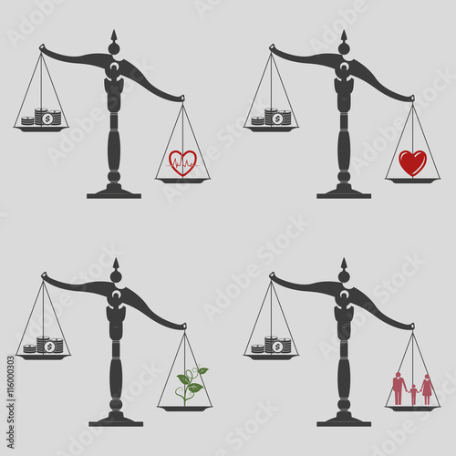 Balance money between values of life
