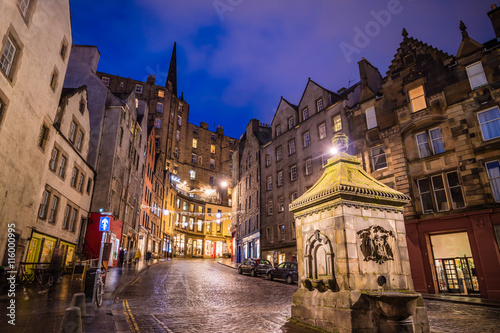 Street view of the historic old town, Edinburgh photo