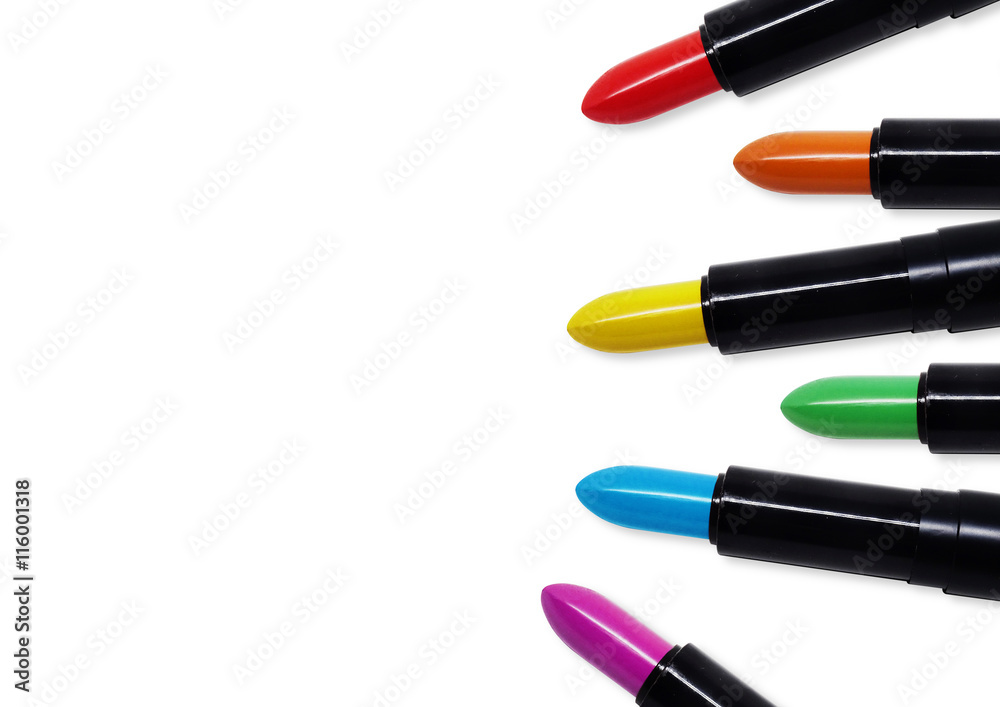 Lipsticks on white background