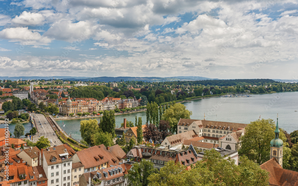 Panoramic view of Bodensee from Munster of Konsnanz city.Germany.