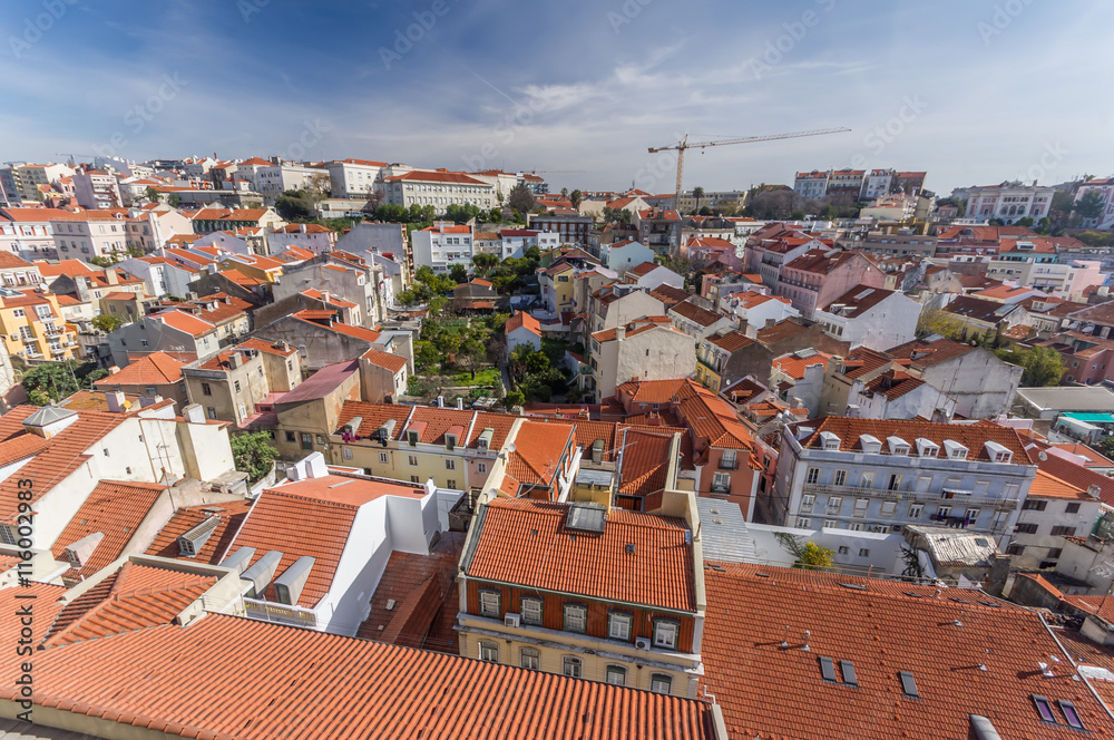 Old city of Lisbon seen from above, Portugal