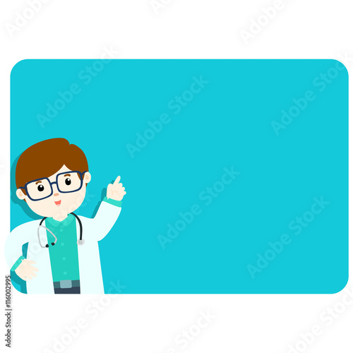 Doctor explains at the blank board vector