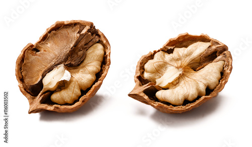 cracking walnuts on white