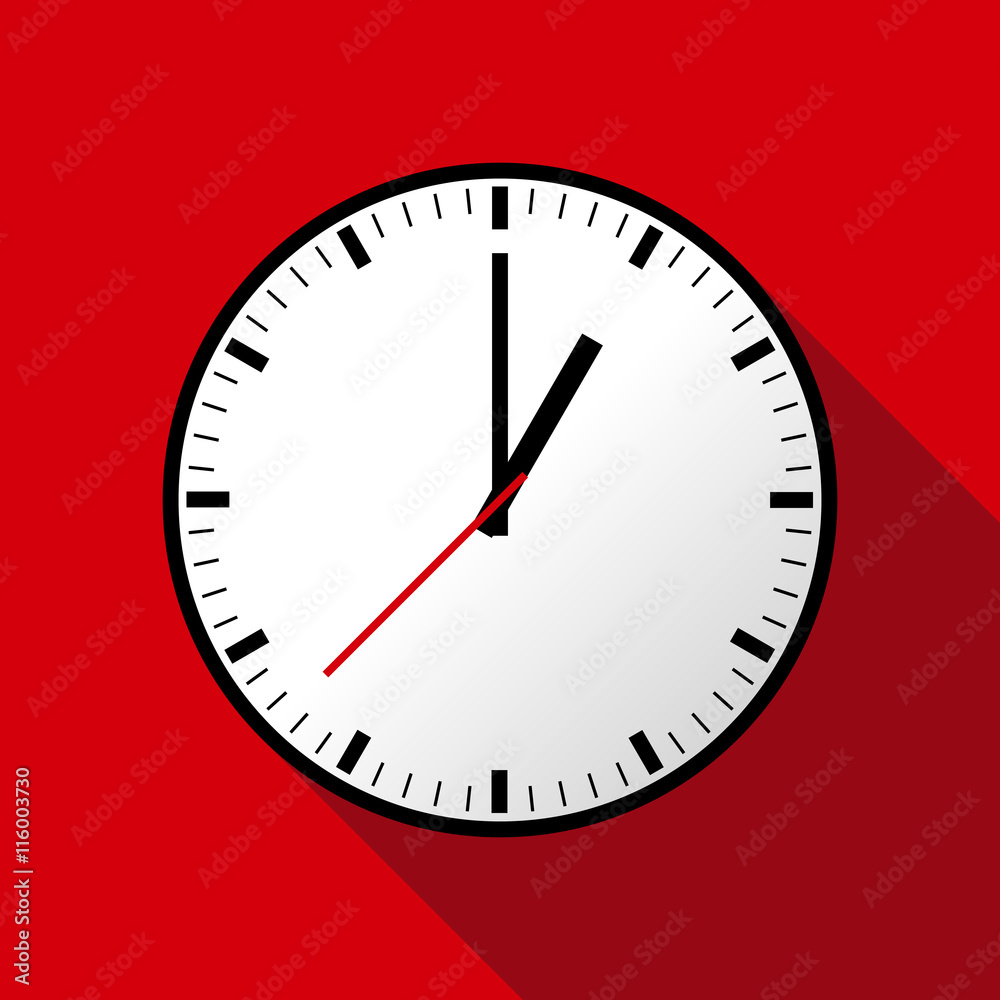 Clock icon, Vector illustration, flat design. Easy to use and edit. EPS10. Red background with shadow. Clock icon, Vector illustration, flat design. Easy to use and edit. EPS10. Red background with shadow.