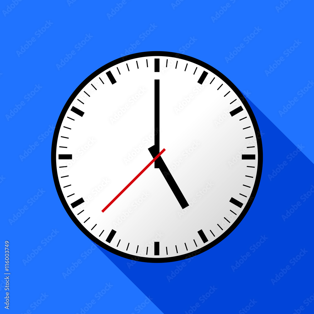 Clock icon, Vector illustration, flat design. Easy to use and edit. EPS10. Blue background with shadow. Clock icon, Vector illustration, flat design. Easy to use and edit. EPS10. Blue background with shadow.