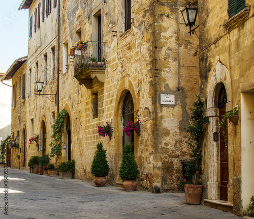 A medieval street of Pienza, Italy.