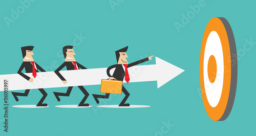 businessmen hitting target