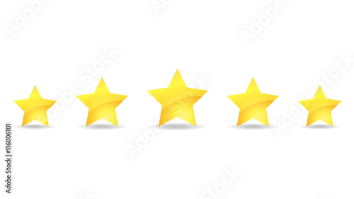 5 gold star icon set vector award illustration