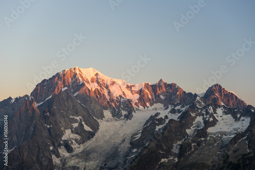 Monte Bianco or Mont Blanc at sunrise  italian side