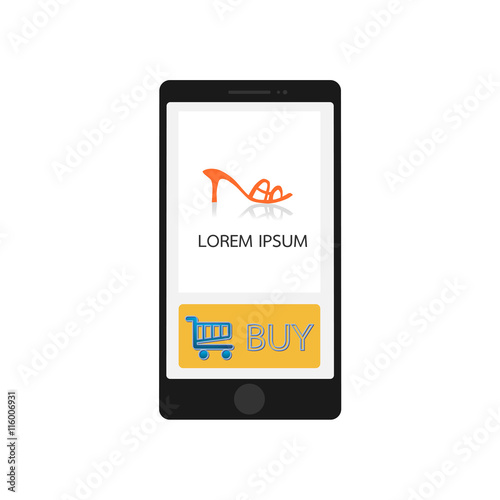 Smartphone with store app, elegant design. Clean and modern style. Vector illustration. EPS10