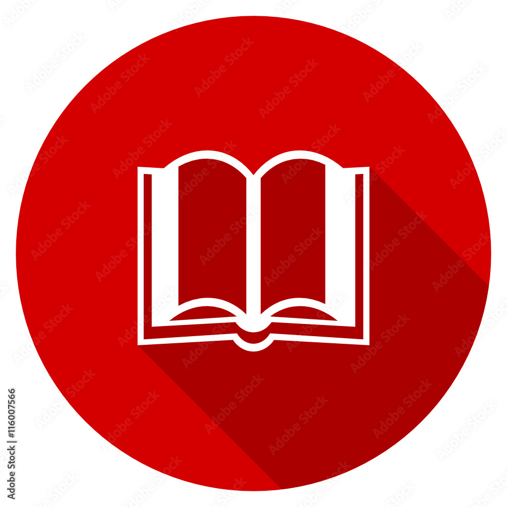 Flat design red round web book vector icon Flat design red round web book vector icon