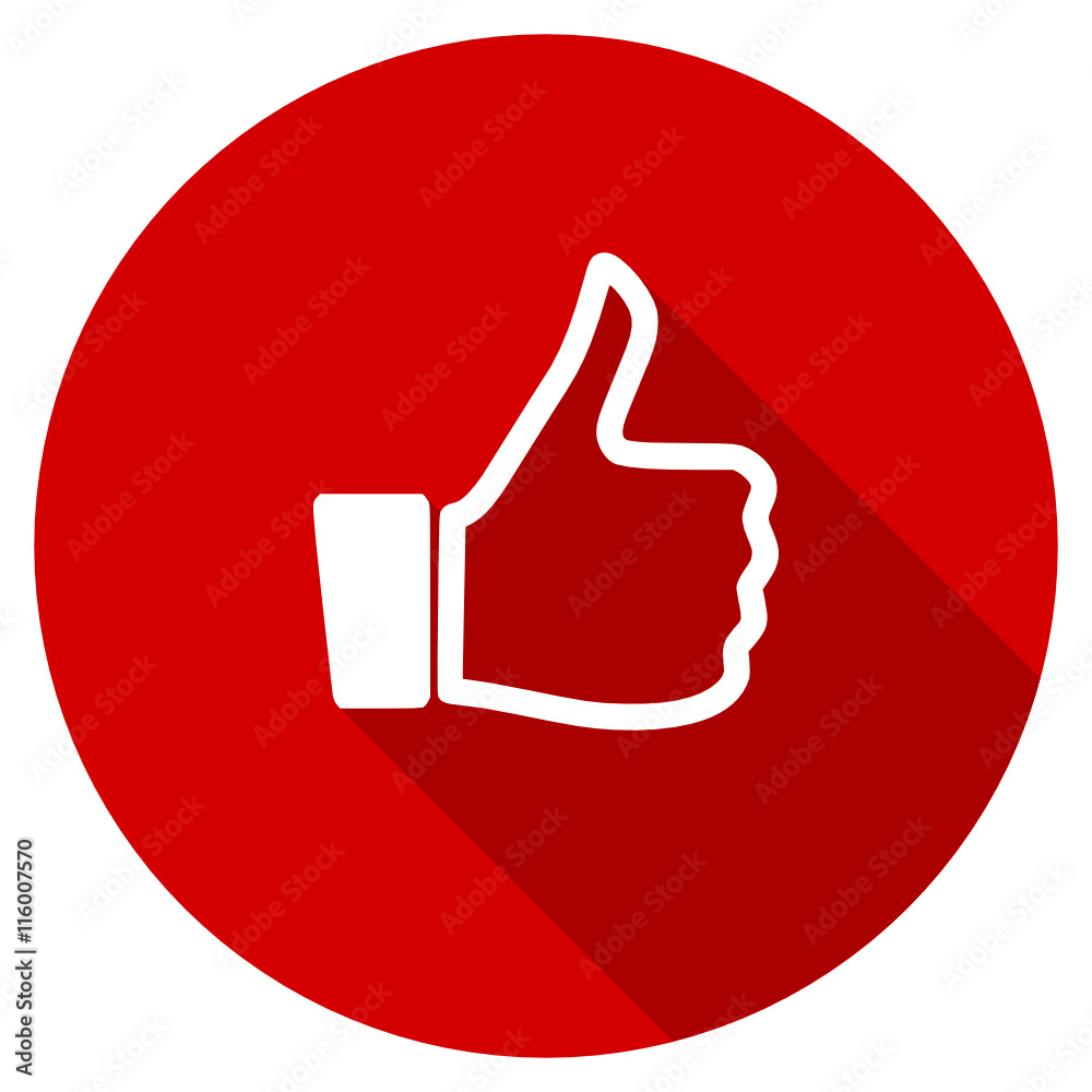 Flat design red round like vector icon Flat design red round like vector icon