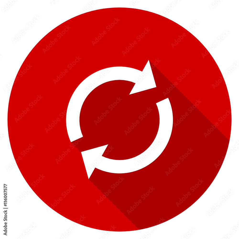Flat design red round reload vector icon Flat design red round reload vector icon