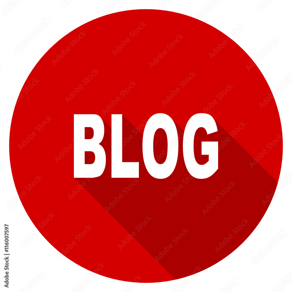 Flat design red round web blog vector icon Flat design red round web blog vector icon