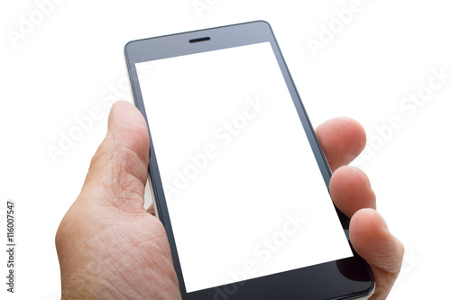 Hand holding an empty smartphone - Smartphone vuoto in mano photo