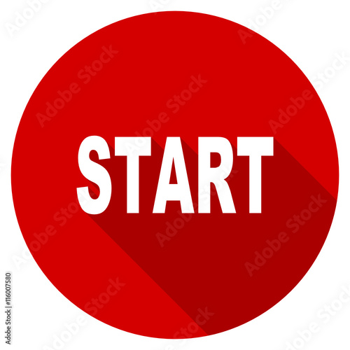 Flat design red round start vector icon