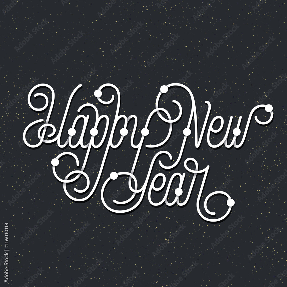 Fototapeta premium New year and Christmas postcard, line lettering inscription