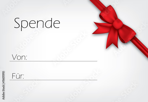 Spendenschein mit roter Schleife