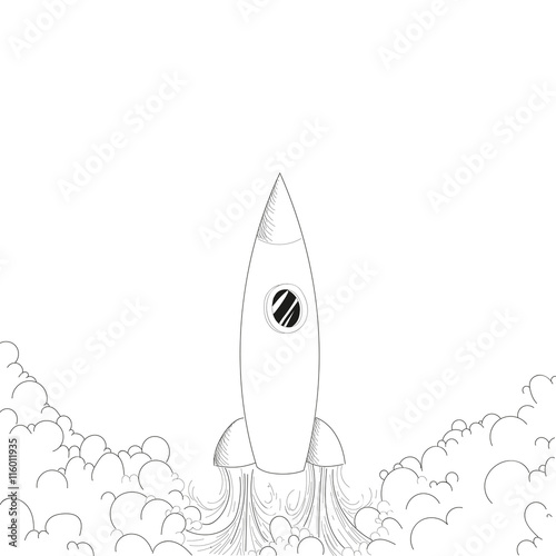 Zeichnung einer aufsteigenden Rakete