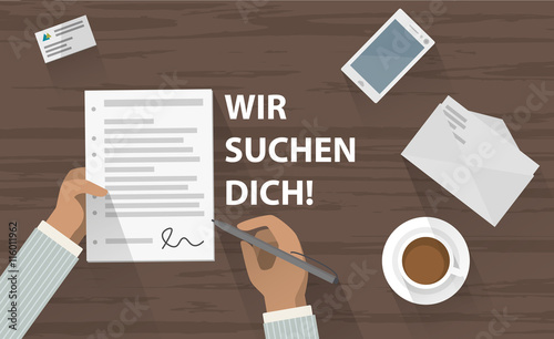 Wir suchen dich - office desk concept