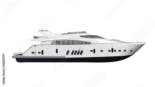 Ship  yacht  luxury boat  vessel isolated on white background  side view