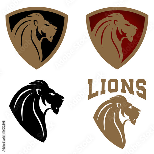 Fototapeta Naklejka Na Ścianę i Meble -  Set of emblems templates with lion head.
