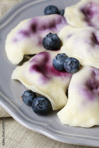 Dumplings with blueberries