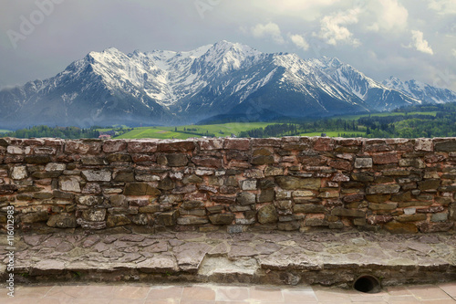 Stone wall in the mountains