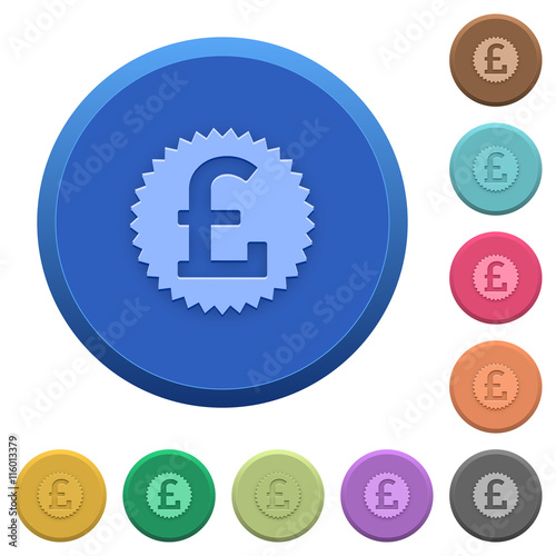 Embossed pound sticker buttons