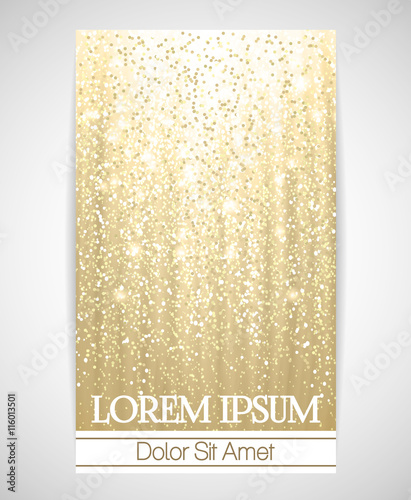 Banner, flyer or invitation to a party. Background with golden glitter. Vector illustration, eps10.