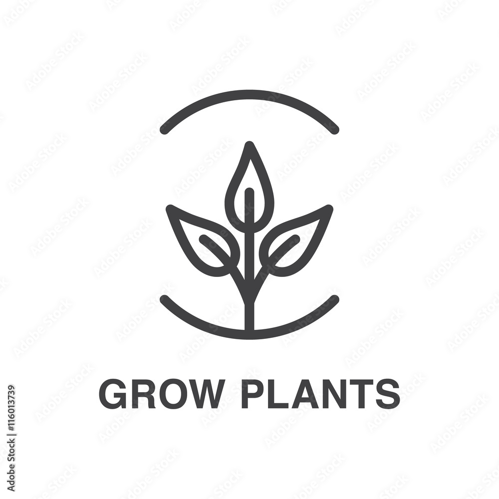 Grow plants vector line art icon. Ecology concept. Grow plants vector line art icon. Ecology concept.