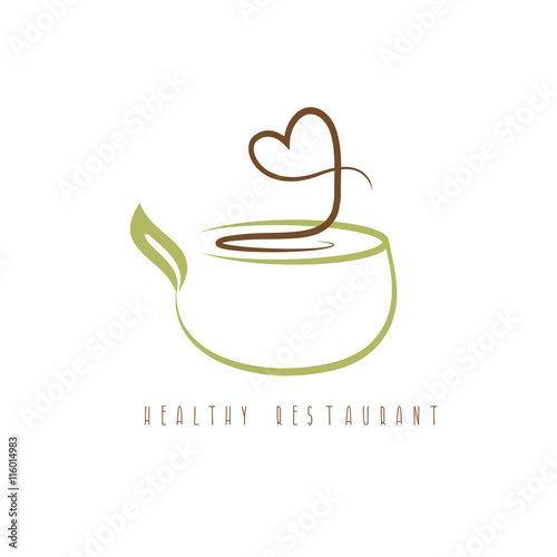 healthy restaurant concept with heart and pot