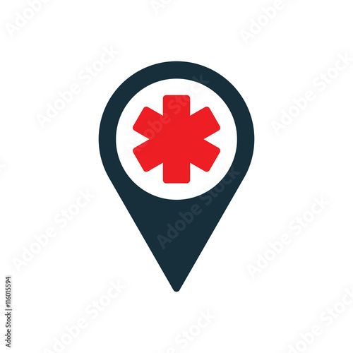 life star medical pin location icon on white background