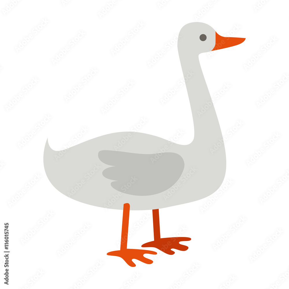Goose Flat Design Vector Illustration on White. Stock Vector | Adobe Stock