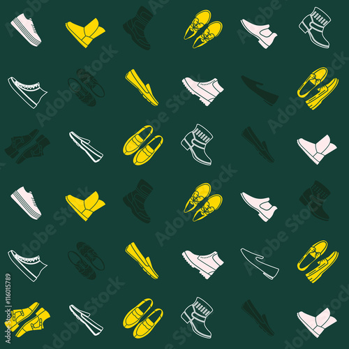Seamless pattern with flat icons of mens shoes