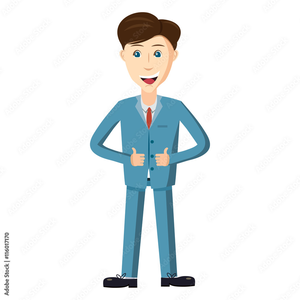 Successful businessman wearing blue suit icon in cartoon style isolated on white background Successful businessman wearing blue suit icon in cartoon style isolated on white background