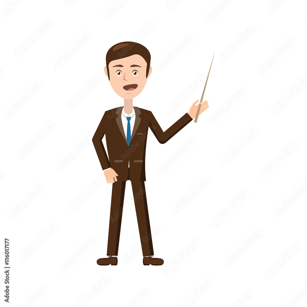Businessman with pointer icon in cartoon style isolated on white background Businessman with pointer icon in cartoon style isolated on white background