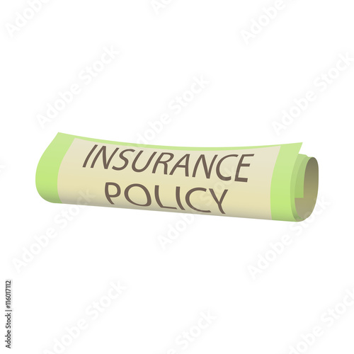 Insurance policy icon in cartoon style isolated on white background. Certificate symbol
