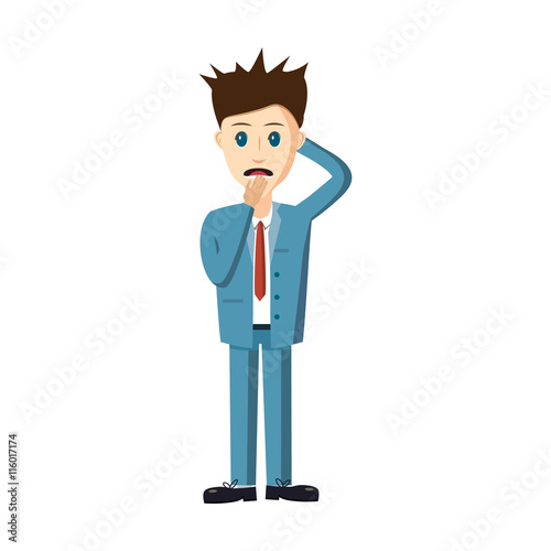 Unsuccessful businessman wearing blue suit icon in cartoon style isolated on white background
