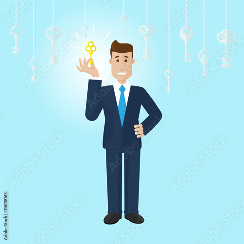Businessman take a right key