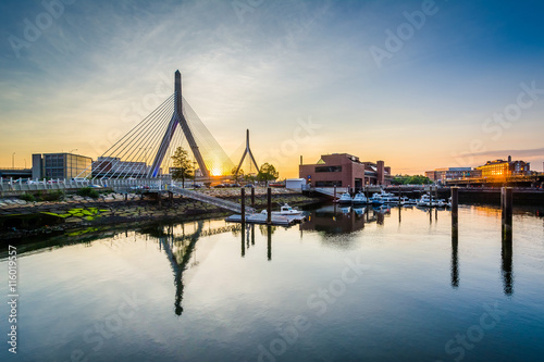 The Leonard P. Zakim Bunker Hill Bridge at sunset, in Boston, Ma © jonbilous