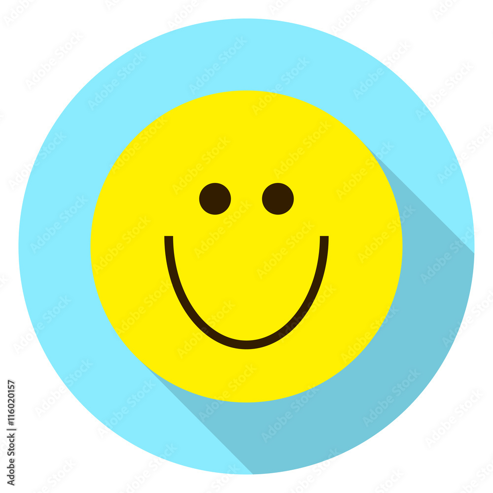 Emoticon happy face. Happy emoji. Isolated vector illustration on white background. Emoji longshadow icon. Emoticon happy face. Happy emoji. Isolated vector illustration on white background. Emoji longshadow icon.